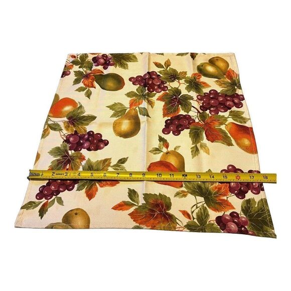 Fruit Print Cloth Napkins Set Of 4 18" Grapes Pears Pomegranate Traditional Fall - Picture 6 of 7
